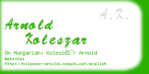 arnold koleszar business card